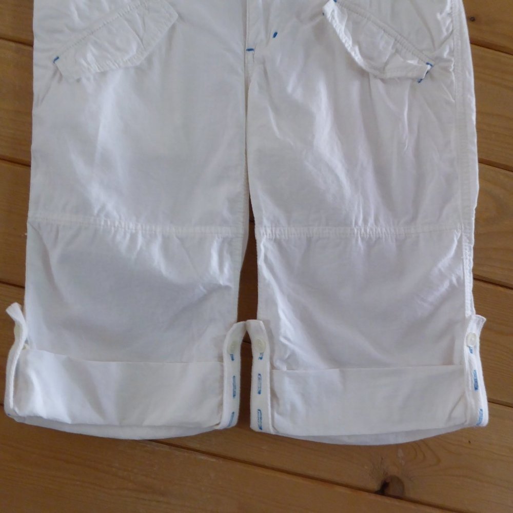Free People White 100% Cotton Cargo Cuff Shorts Bermuda Pants Casual Jeans 4 - Picture 3 of 8